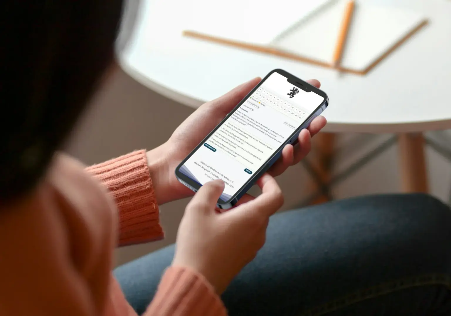 Candidate using Well Contractor Exam on mobile